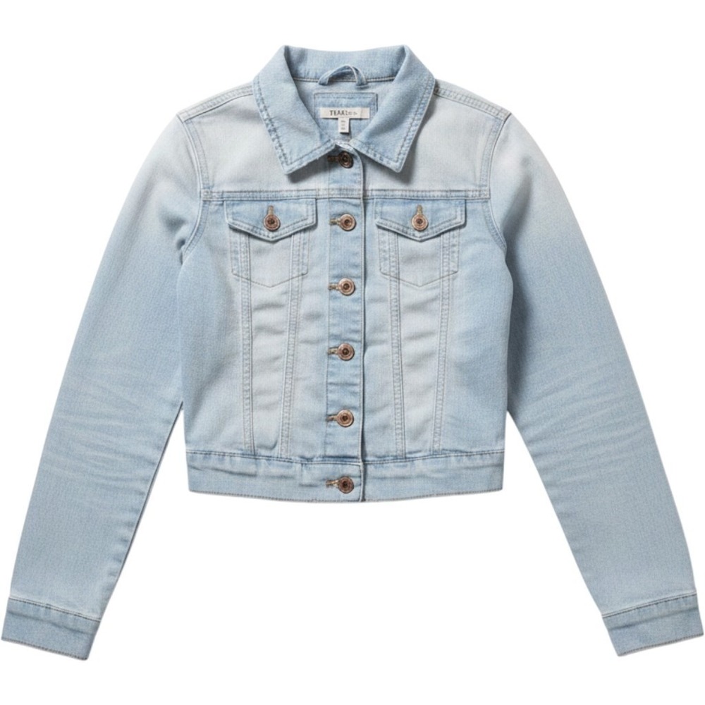 YMI Denim Jacket Kids Size M Light Blue Button Up Long Sleeve Classic Coat